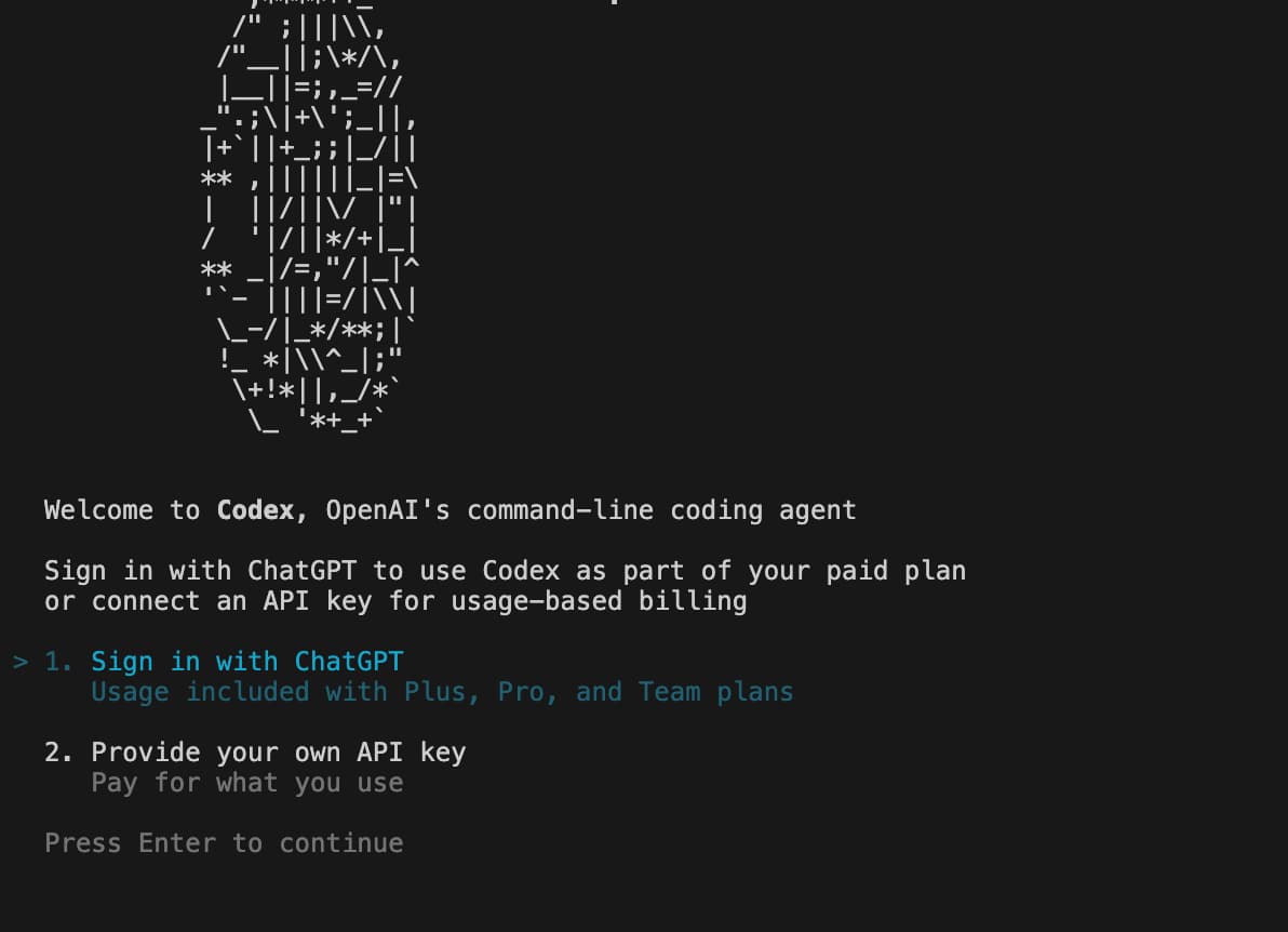 Codex CLI の選択画面